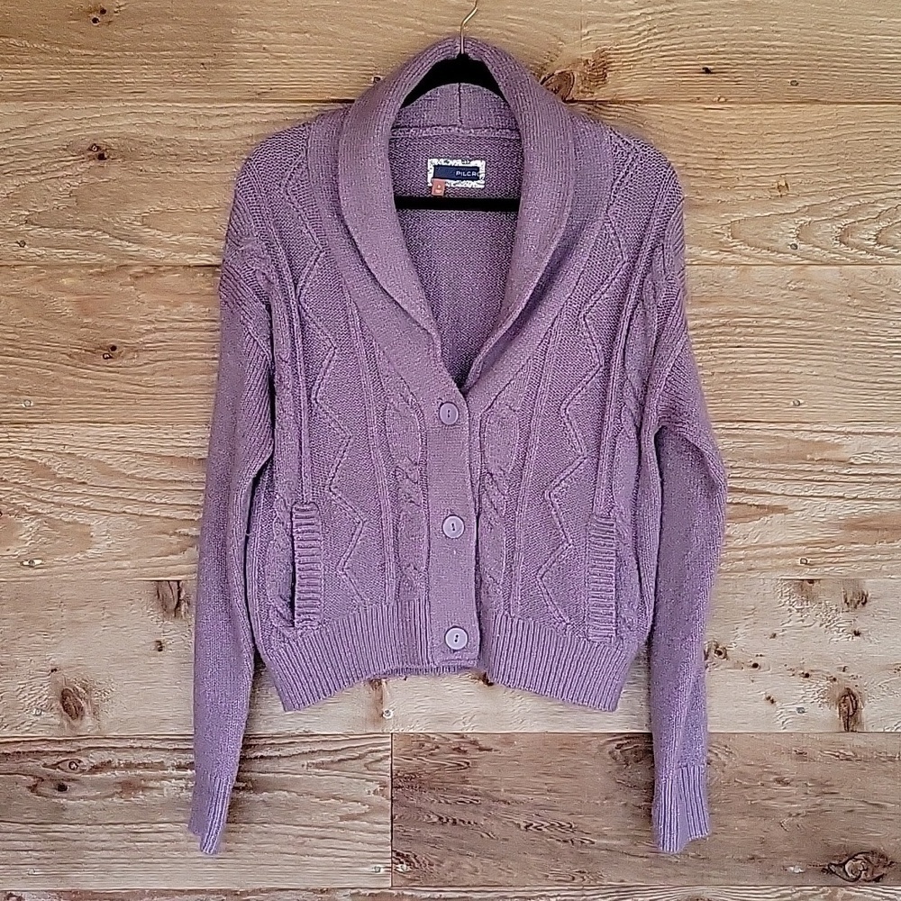 Anthropologie Pilcro Size Small Lavender Chunky Knit Cardigan Sweater